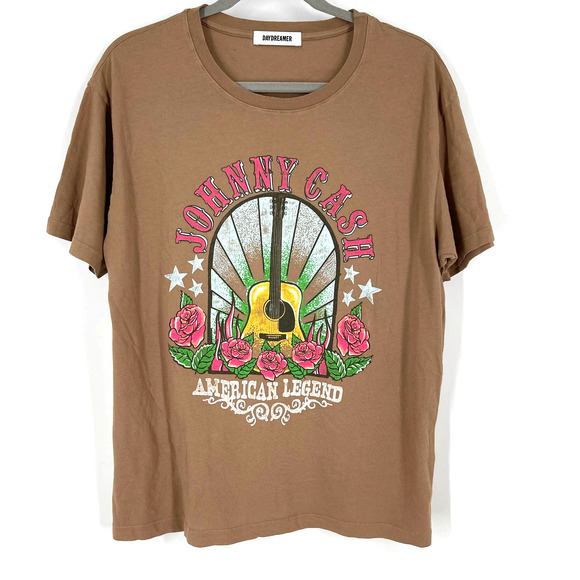 Daydreamer Johnny Cash American Legend Boyfriend Tee Brown Medium - Picture 6 of 6
